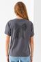 Women's Crew Neck Printed Back Cotton T-Shirt Anthracite - 925036 - 4