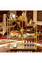 Gold Metal 4-Tier Glass Bar Trolley, Rolling Serving Cart with Lockable Wheels, Fully Assembled Mobile Storage Display Shelf for Kitchen, Dining Room, Restaurant & Home Decor