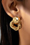 Gold Color Mesh Ring Detailed Dangle Women's Earrings - 5