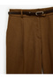 High Waist Linen Blend Palazzo Trousers with Belt Detail and Pockets - 5