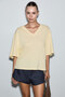 Vandal Women's 100% Organic Cotton Deep V-Neck Oversized Yellow T-Shirt