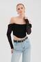 Women's Underwire Long Sleeve Off-Shoulder Tulle Detailed Design Corset - 2