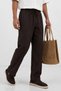 Brown Linen Blend Men's Trousers with Elastic Waist - 2