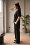2-Piece Women's Sweatpants (Black & Gray) Oversize Baggy Sweatpants Wide Leg Hijab Set - 4