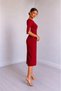 Women's Short Slit Sleeve Pearl Detailed Round Neck Midi Crepe Dress - 3