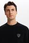 Ar-Ma Men's Crew Neck Sweatshirt Basic Without Print Without Pockets Regular Fit Carbon Brushed Thessaloniki K30124 - 2