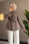 6535 - Stylish Comfortable Ruffle Detailed Woven Peach Fabric Women's Shirt