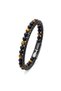 Tiger Eye and Onyx Natural Stone Leather Steel Bracelet - 21 cm - 5