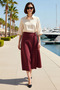 Women's Maxi Skirt A-Line Cut Pleated Detailed Unlined Polyviscon Woven Lace-Up Elegant Casual Comfortable - 3