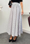 Poplin Fabric Straight Cut Polka Dot Maxi Skirt with Elastic Waist at the Back 9075 - White - 6