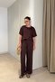 Short Sleeve Imported Fabric Basic Set - Brown - 4