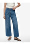 Cotton High Waist Wide Leg Denim Trousers - Culotte Jeans - 3