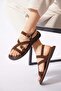 Yokas cross strap double buckle women's sandals - coffee suede - 2