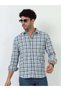 Blue & Gray Check Slub Linen Casual Full Sleeve Shirt - 2