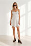 Women's White Top Lined Strap Mini Polka Dot Dress Elb-19002672 - 2