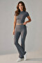 Women's Spanish Flare Leggings Set Short Sleeve Crop Blouse Stretchy 2 Piece Set - 5