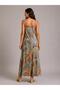 Long Patterned Women's Dress with Wide Straps - 2