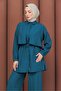 Windbreaker and Waist-Tied Trousers Set in Petrol Blue - 6