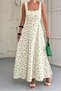 Women's Beige Back Tie Detailed Floral Patterned Stylish Summer Dress - 3