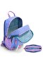 Purple Wave Patterned Primary and Secondary School Backpack and Pen Holder Set for Girls - Setygn33227C - 2