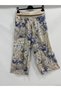 Women's Beige Italian Floral Patterned Straw Belted Wide Leg Linen Palazzo Trousers 38 - 44 Size - 4