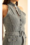 Kemerli Mini Denim Elbise - 6