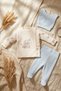 Nova Cotton 3-Piece Baby Set - 0-3 Months Blue Ribbed Leggings, Space-Themed Double-Breasted Top, Bottom, and Beanie Set - 2