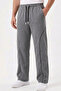 Men's Baggy Front Piping Detailed 4-Season Comfortable Fit Wide-Leg Sweatpants
