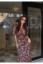Asatet Saten Patterned Dress with Lace Details - 5