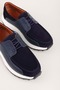 Inside and Outside, Genuine Leather, Daily Comfortable, Lightweight Shoes Cz.110 Navy Blue Suede - 2
