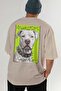 For Dog Lovers 52 Back Dog Printed Beige Oversize T-Shirt 100% Cotton Unisex Dog Lover Premium Design - 6