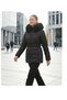 Water Repellent Hooded Puffer Coat with Pockets and Belted Collar and Faux Fur Detail - 5