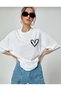 Minimal Heart Printed Oversize Loose Boyfriend T-Shirt