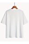 Women's Black and White T-Shirt Happiness Printed Oversize Loose - 5