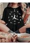 Women's Yoga Clock Design Printed T-Shirt Oversize Loose Fit