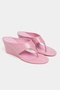 Corey Pink Rustic Flip-Flop Wedge Heeled Women's Slippers - 4