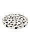 Black Silver Neutral Form Decorative Round Decorative Plate, 24 Cm, Hand Painted - Mono Traces Series - 6