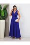 Women's Strappy Deep V-Neck Slit Long Dress - 2