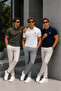 Men's Navy Blue - Ecru - Khaki Cotton Short Sleeve Polo Collar T-Shirt - 6