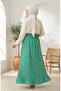 Elastic Waist Floral Patterned Skirt 0314-01 Green - 5