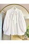 Scarf Detailed Oversize Balloon Sleeve Women's White Shirt - 3