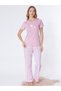 Women's Summer Short-Sleeved Plaid Patterned Pajama Set 78-102 - 2
