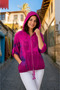 Women's 4/3 Capri Sleeve Hooded Italian Style Zippered Cotton Thin Fabric Jacket - 3