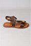 Seç C319 Genuine Leather Women's Sandals (Sole: 2 cm) Dark Brown - 4