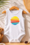 100% Cotton Summer Printed Bodysuit Athlete Zero Sleeve Sunset