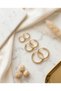 316L Steel Women's Earring Set of 6 Gold Color Zircon Stone Hoop Model - 3