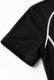 A Embroidered Black Zippered Crop Blouse with Piping Detail, Stand-Up Collar, Embroidered Stretchy Short Sleeves, 100% Cotton - 4
