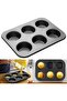 Non-Stick 6 CUP Muffin Pan, Carbon Steel Cupcake Baking Tray, Oven-Safe, Easy Release & Easy Clean