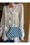 Bursu clutch mini bag white polka dot blue - 5