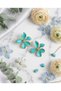 Turquoise Enamel Flower Model Brass Women's Earrings Jewelry - 3